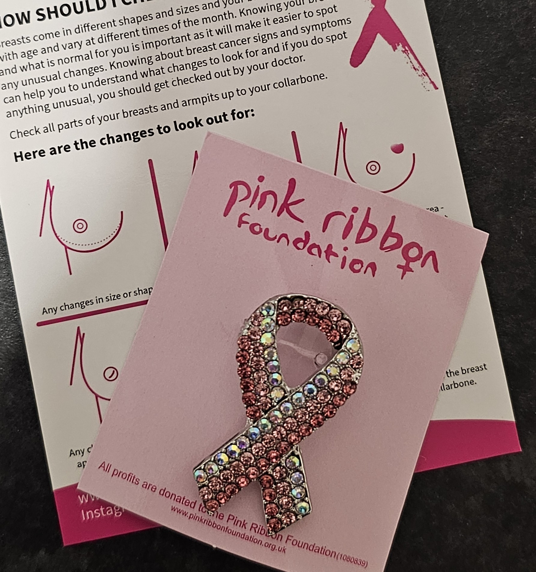 Crystal Pink Ribbon Brooch